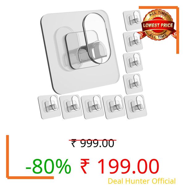 BYKOINE Heavy Duty Self Adhesive Wall Hooks | Nail-Free Multipurpose Hooks Damage-Free Sticker Adhesive Wall Hooks – Heavy Duty Nail Hooks (Pack of 10)