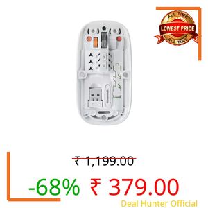 Glassology Transparent 2.4GHz Wireless + Bluetooth Mouse, Multi-Device Dual Mode Slim Rechargeable Silent Click Buttons Wireless BT Mouse, Adjustable DPI 800-1200-1600 (White)