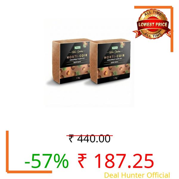 IFFCO Urban Gardens - Cocopeat 2Kg - Expand Upto 30 litres - Low EC Cocopeat Block for Plants & Home Garden - Export Quality Natural Coconut Coir Fibre with Neutral pH