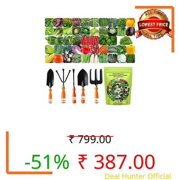 GROW DELIGHT Vegetable Seeds Combo For Your Home Garden 45 Varieties (2000 Seeds) And Garden Hand Tools Set of 5