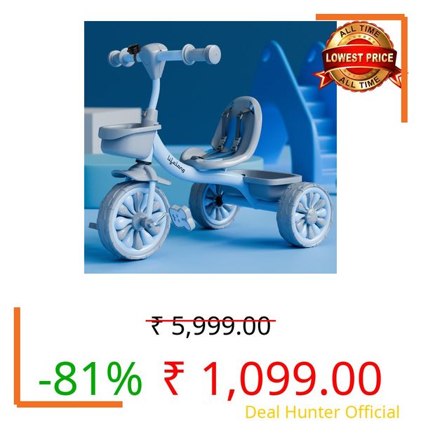 Lifelong Kids Tricycle with Eva Wheels, Bell and Storage Basket/Baby Trike/Age Group 2 Year to 5years/ Blue & Grey (LLKTC16)