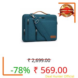 motirama Laptop Shoulder Bag,14 inch Computer Bag Compatible with MacBook Air 15 inch M4 M3 A3114 M2 A2941/Pro A1990 A1707,Side Open Messenger Bag with 4 Zipper Pockets&Handle, Haze Blue(Blue)