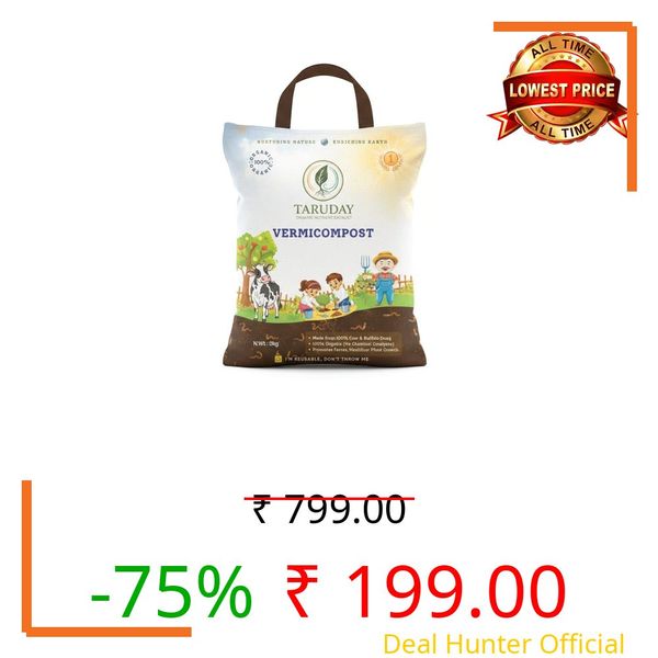 TARUDAY ORGANICS | Vermicompost 5kg 100% Natural Organic Fertilizer for Plants | Nutrient-Rich Compost | Improves Plant Health, Water Retention & Soil Quality | Ideal for All Gardening Needs