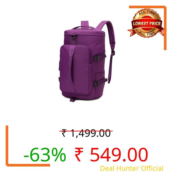 POPCUBE 2in1 Nylon 26cm Lightweight Waterproof Backpack Duffle Bag with Shoulder Straps, Small Rucksack Travel Bag for Men & Women with Wet Pocket & Shoe Compartment(45x26x26cm) (Purple)