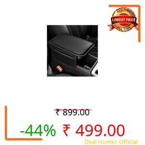 Car Center Console Cover, Leather Vehicle Arm Rest Cushion Mat with Storage Pocket, Waterproof Anti-Scratch Auto Interior Armrest Pad Accessiories, (Black) For Mahindraaa XUV 500