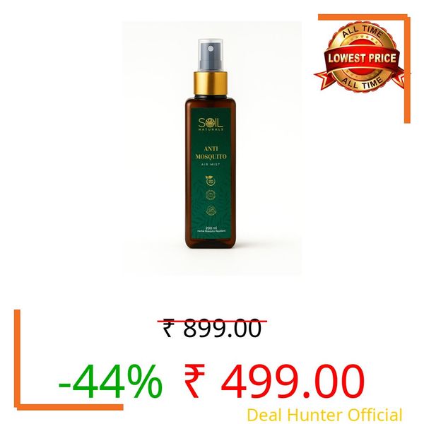 Soil Naturals Herbal Mosquito Insect Repellent Spray for Home - 200 ml | Natural Indoor Mosquito Control Air Mist | Non Toxic Chemical Free Plant-Based Formula for Living & Bedroom Office Pack of 2
