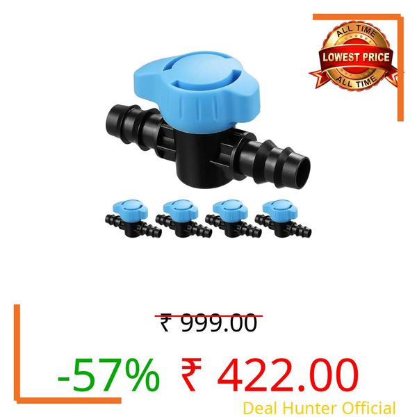APPSTER 20pcs 20mm Barbed Ball Valve for Drip Irrigation Line Tubing Fittings, Sprinkler Systems | Connector with Tap Joiner Regulator Water Flow Adjuster | Pipe Joint Connector