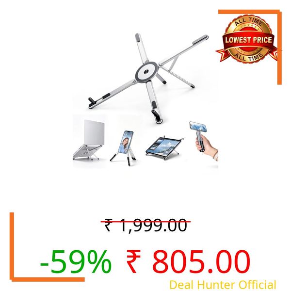 Portable Laptop Stand, 3-in-1 Magnetic Foldable Adjustable, for Desk（White）