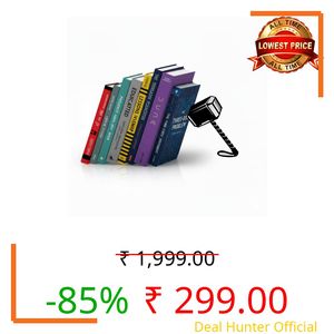 Metawood Superhero Book Ends | Illusion Metal Bookends for Desk | Book Holder for Home Decorative - Gift for Book Lovers and Home Décor | Desk Accessories for Study Room (Thor)