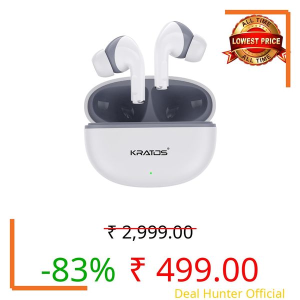 Kratos Pop Ear Buds Wireless with 50H Playtime, Noise Isolation & Clear Calls, Bluetooth Earbuds with Voice Assistant, Ear Buds with Bluetooth V 5.3 & with Type C Fast Charging, IPX4 TWS Earphones