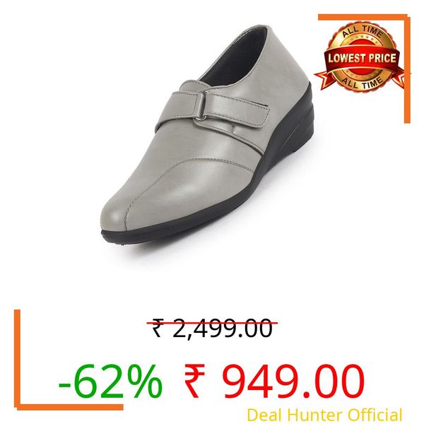 FAUSTO FST FJDWC-7003 GREY-35 Women Grey Outdoor Fashion Hook and Loop Platform Heel Wedges (2 UK)