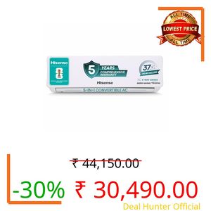 Hisense 1.5 Ton 3 star Inverter Split AC(Copper, 5-in-1 Convertible with Intelligent 4 modes, PM 2.5 filter, Anti corrosion, AS-18TR4R3E2, White ）
