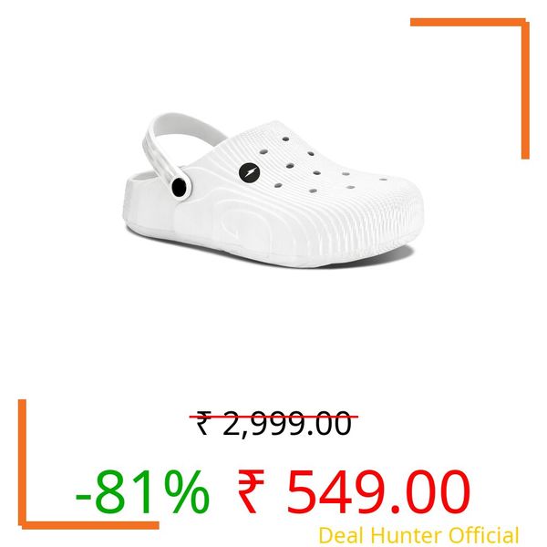 BRUTON Premium Classic Casual Clogs/Sandals with Adjustable Back Strap for Adults | Comfortable & Light Weight | Waterproof & Daily Mules for Gents/Boys- Size UK 8 White