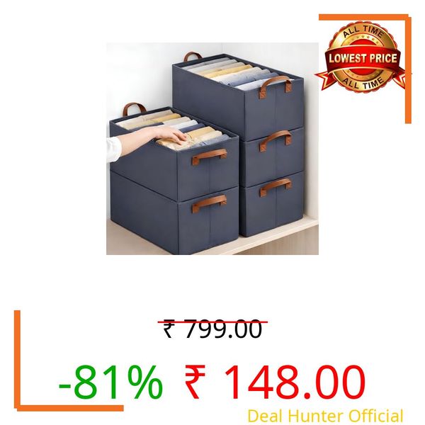 PulGos 1 Pcs Wardrobe Organizer for Storage | Rust-Free & Odour-Free Foldable Organiser| Stackable Space-Saving & Multipurpose Cloth Organizers for Almirah, Closet, Cupboard, Shelf, Home & Office Use