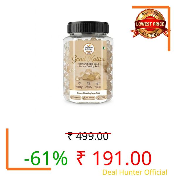 Mother harvest Pure Natural Gond Katira (200gm) | Almond Gum Badam Pisin, Tragacanth Gum | High Cooling Properties Herbal Food | Natural Superfood
