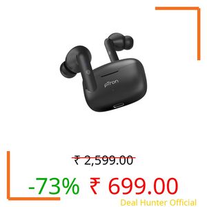 pTron Basspods P81 in-Ear TWS Ear Buds, Immersive Sound, 32Hrs Playtime, Clear Calls, Bluetooth V5.1 Wireless Earphones, Type-C Fast Charging, Voice Assistant & IPX4 Water Resistant (Jet Black)