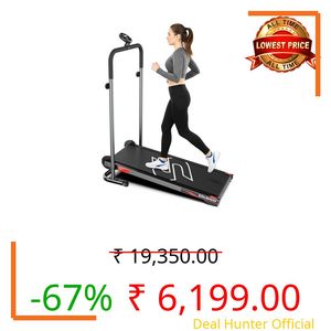 Sparnod Fitness STH-450 Manual Treadmill for Home Use, Adjustable Handle Height & Manual Incline, LCD Display, Compact & Foldable with Wheels, 120 kg Max User Weight, Assembly Required