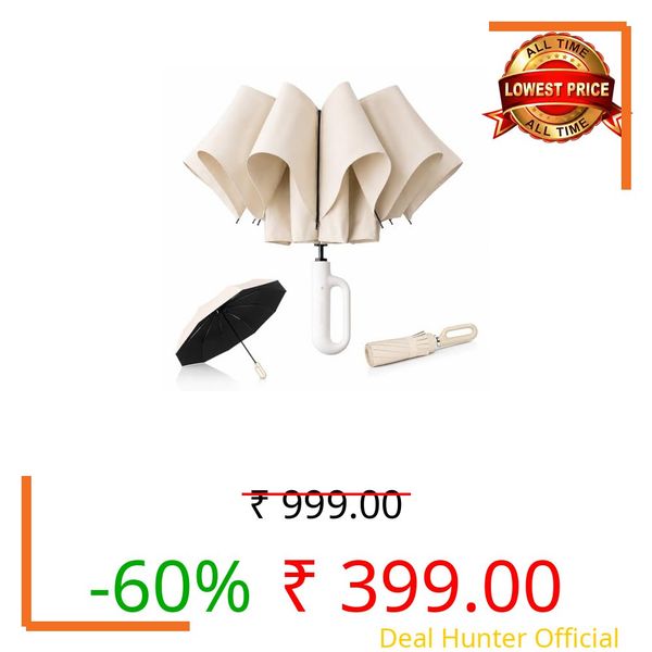 PANCA Umbrella for Rain Big Size - Windproof UV Protection Compact Folding Umbrella for Men, Women, Girls & Kids | Automatic Open & Close, 8 Ribs Strong Stylish Chatri for Daily Monsoon Travel (Beige)