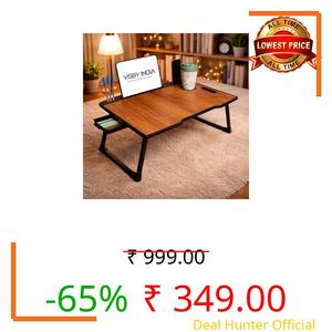 SPHENI Smart Multipurpose Foldable Laptop Table with Cup Holder, Study Table, Bed Table, Breakfast Table, Foldable and Portable/Ergonomic & Rounded Edges/Non-Slip Legs (Wood COTTED)