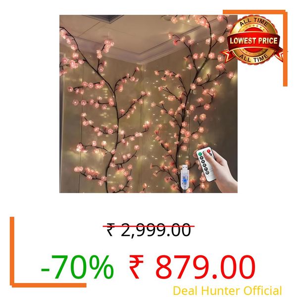 PORMONO LED Cherry Blossom Tree Branch Lights Willow Vine Lights Flexible Enchanted Fairy Lights