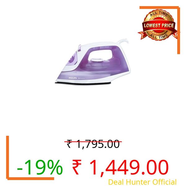 Philips 1250W Steam Iron DST0810/30 | Ceramic Soleplate | Steam Burst & Calc Clean | 300ml Water Tank | Purple