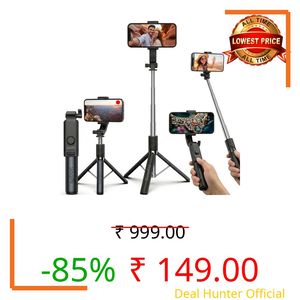 K1 Selfie Stick Tripod Light Weight, 28 inch / 70CM Reinforced Tripod for Mobile Phone, Multi-Functional Bluetooth 3in1 Long Selfie Stick for Travel,Vlogging,Compatible with iPhone and All Smartphones