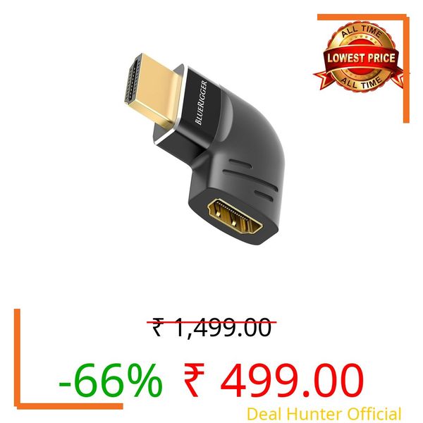 BlueRigger HDMI 90 and 270 Degree Adapter (1-Pack, 8K 60Hz Right Angle HDMI 90 Degree Adapter, Male to Female, L-Shaped Left Angled Elbow Connector)- Compatible with HDTV, Laptop, PS5, PS4