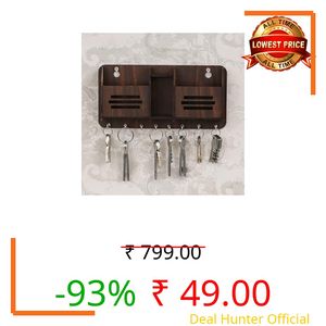 Khushansh Crafts Wood Key Holder (8 Hooks, Multicolor)_3line 2box sk