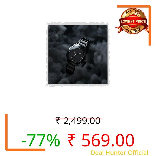 styledose Men’s Minimalist All-Black Analog Watch – Diamond-Studded Dial with Premium Metal Link Strap Wristwatch for Man