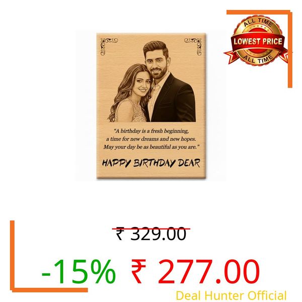 Unique Gift Items Customised Wooden Frame | Engraved photo frames | Personalised Gifts for Man Woman Boyfriend Girlfriend (PineWood04)