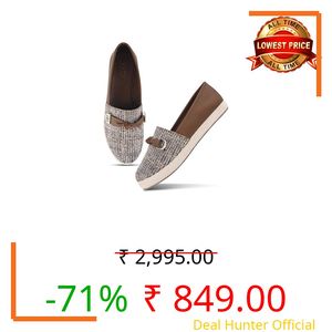 JM LOOKS Women Pattern Finish Slip On Loafers with Flat Sole Brown