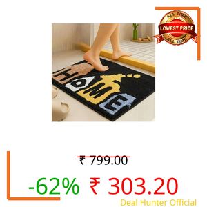 BSB HOME Super Soft 2000 GSM Microfiber Bath Mat (40x60 cm) – Super Absorbent, Anti-Skid, Quick Dry Floor Mat for Bathroom, Bedroom, Kitchen & Home – Pack of 1 (Black & White)