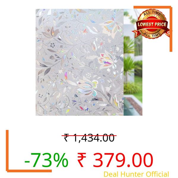 HomeVera 3D Flower GlassFilm Window Film Window Sticker Glass stickerFor Privacy, Sun Control, Decor for Home, Office & Bathroom (24 Inch X 48 Inch)