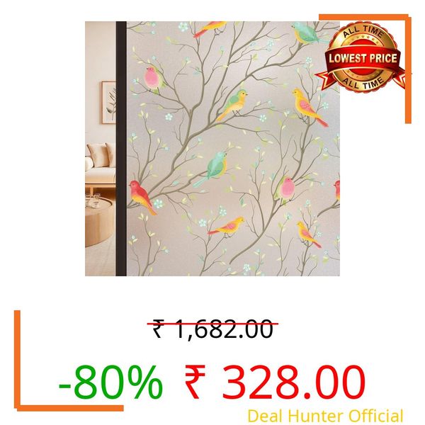 HomeVera Bird Printed GlassFilm Window Film Window Sticker Glass stickerFor Privacy, Sun Control, Decor for Home, Office & Bathroom (12 Inch X 120 Inch)