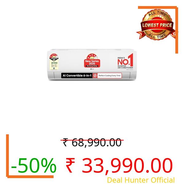 LG 1 Ton 4 Star,New star rated,DUAL Inverter Split AC (Copper, AI Convertible 6-in-1 with VIRAAT Mode,Faster Cooling & Energy Saving, 4 Way Swing, HD Filter with AntiVirus Protection,AS-Q13JNYE,White)