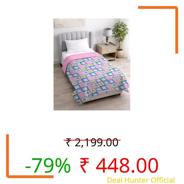 BENAVJI Single Bed Comforter, Reversible Soft Microfiber AC Comforter, All Season Lightweight Quilt Blanket, Pink Heart Check