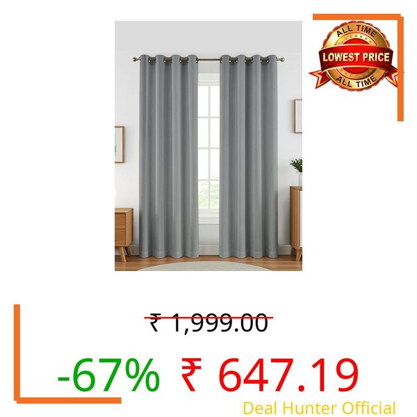 Linencasa Home 100% Blackout Curtains for Long Door- 10 Feet (Pack of 1) | Black Back Coated Fabric |Heat & Noise Insulation | Eyelet Curtains for Living Room & Bedroom |Grey