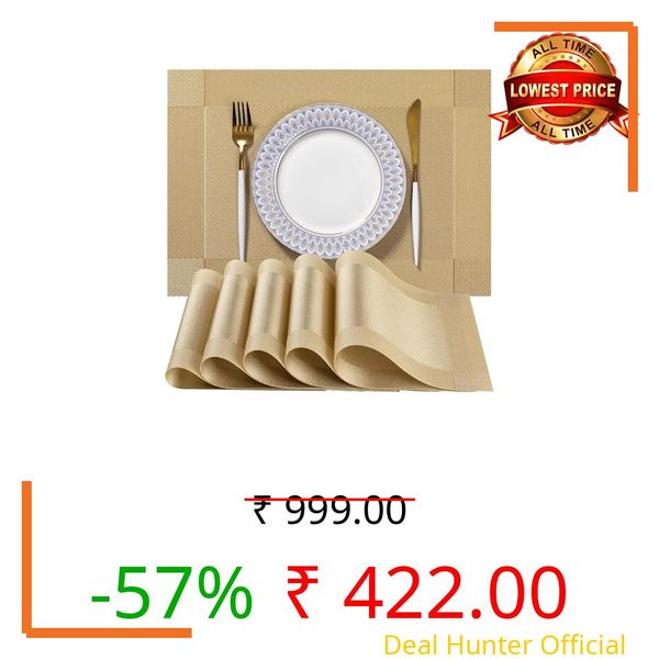 KETOVED Dining Table Mats 6 Pieces, Washable/Heat and Stain Resistant, Indoor/Outdoor Placemats, PVC Table Placemats, Brown / 6 PCS (Square Beige)
