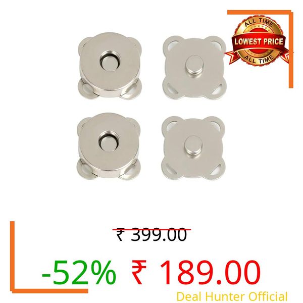Evaluemart Pack of 5 Pcs Magnet Button, Clasps, Snaps, Fasteners for Purse, Bags, Clothes and DIY Sewing, and Craft Projects- Silver 20mm