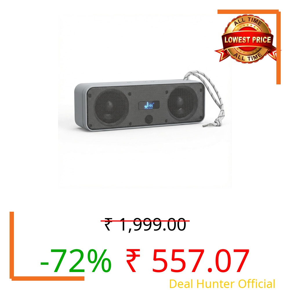 JHN Power Sound 10W Portable Bluetooth Speaker with FM Radio, Heavy Bass Wireless Speaker, Type-C Fast Charging, USB & TF Card Support, 6 Hours Playtime, Portable Bluetooth Speakers (Gray)