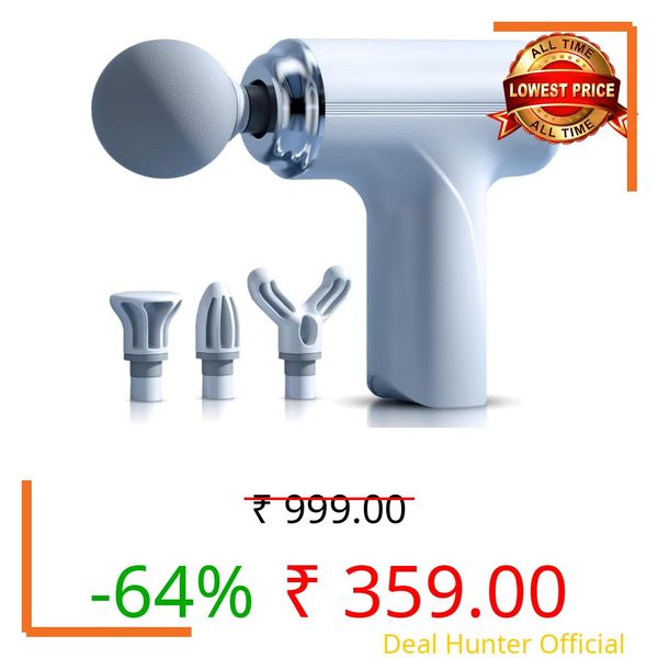 Massage Gun with 4 Attachments, Handheld Percussion Massager, Light Blue