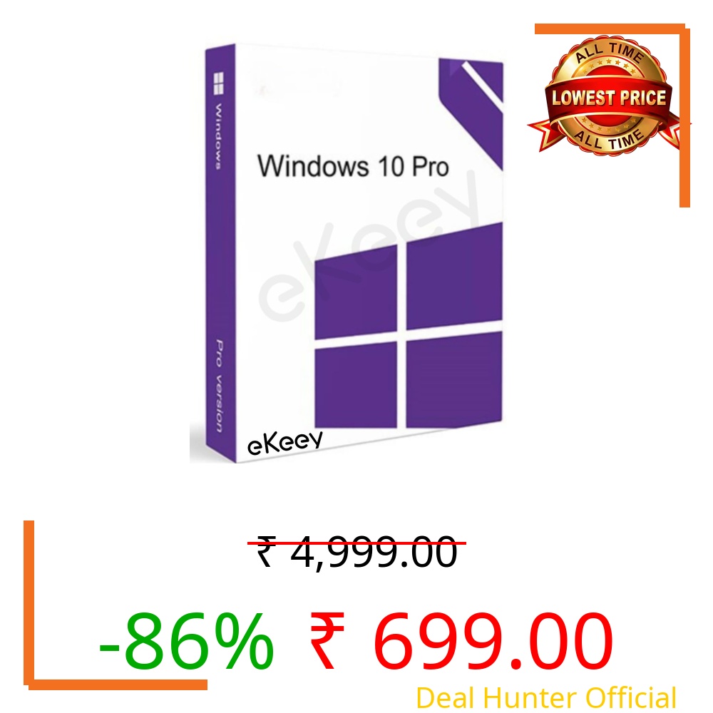 Windows 10 Pro Product License Key (1 User/PC, Lifetime Validity) 32/64 bit | Unlimited Reinstallations (Quick Delivery)