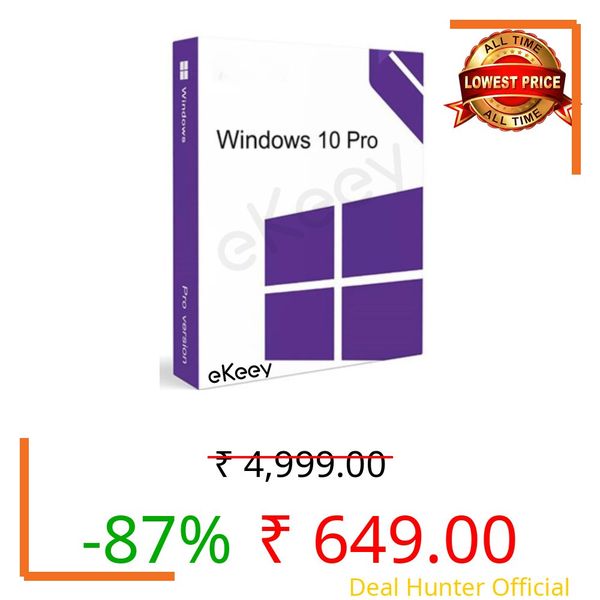 Win 10 Pro Product License Key (1 User/PC, Lifetime Validity) 32/64 bit | Unlimited Reinstallations (Quick Delivery)