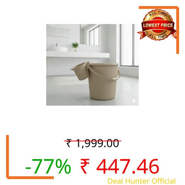 MODWARE Plastic Bucket Set with Mug, 20L Bucket with 1L Mug, Polypropylene, Round Shape, (Cream, 20 L)