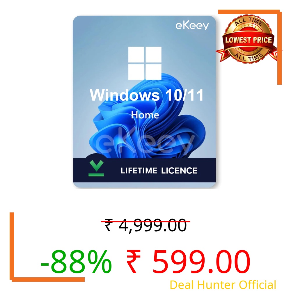 Win 10/11 Home Product License Key (1 User/PC, Lifetime Validity) 32/64 bit | Unlimited Reinstallations (Quick Delivery) (Windows 10/11 Home, PC)