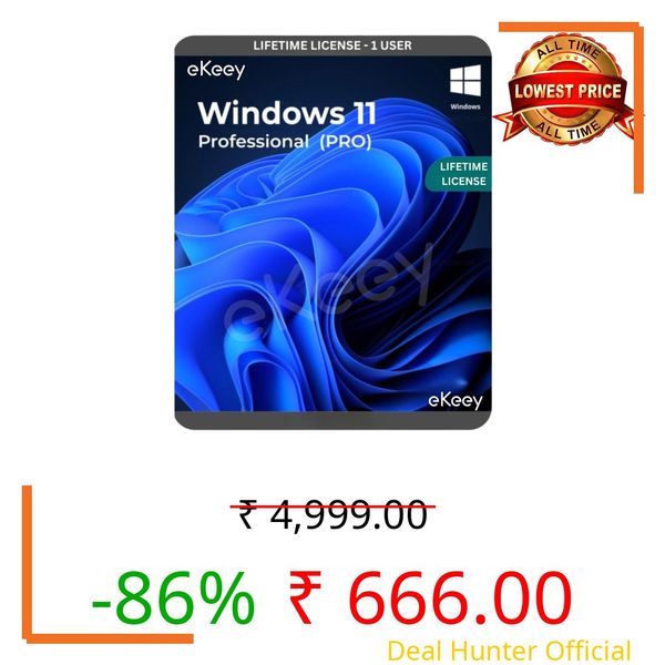 Windows 11 Pro Lifetime Activation Retail License Product Key (1 Device, 32/64 Bit) | Permanent Activation | Reinstallation Supported (100% Genuine)