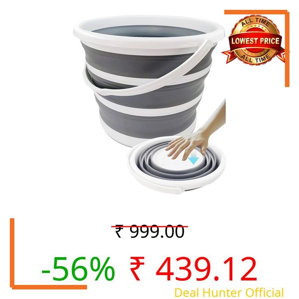 Qukwilaa Collapsible Bucket Folding Gallon Cleaning Balti Mop Bucket Foldable Portable Small Plastic Water Supplies for Outdoor Garden Camping Fishing Car Wash Space Saving(10 Letter)