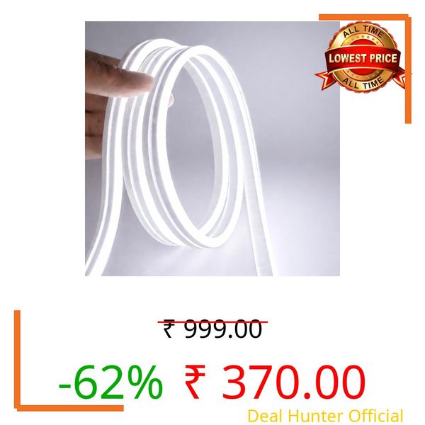 BUDWILL 16.4 Feet Neon LED Strip Light | 12V Adapter, Waterproof IP65, Silicone Flexible Rope Light for Home Wall Décor & Gaming Room| Led Strip Lights | Neon Lights 5 Meter | (White)