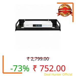 NextZen Wall Mount Metal Set Top Box Stand with Side Rod – Space-Saving Iron Wall Shelf for Set-Top Box, Wi-Fi Router, DVD, Modem & Remote – Black, Pack of 5