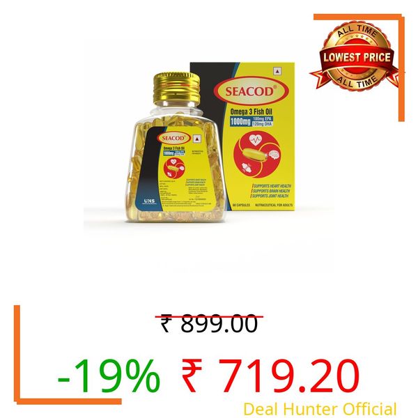 Seacod Omega 3 Fish Oil (1000mg) | Natural Omega-3 | EPA 180 DHA 120 | Supports Heart, Brain, Joints & Overall Wellness